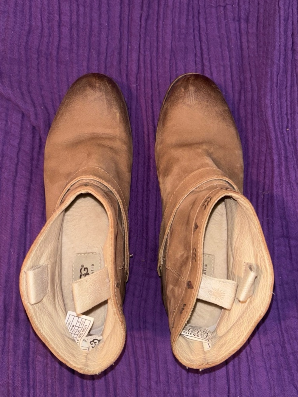 UGG Women's Tan Suede Ankle Booties